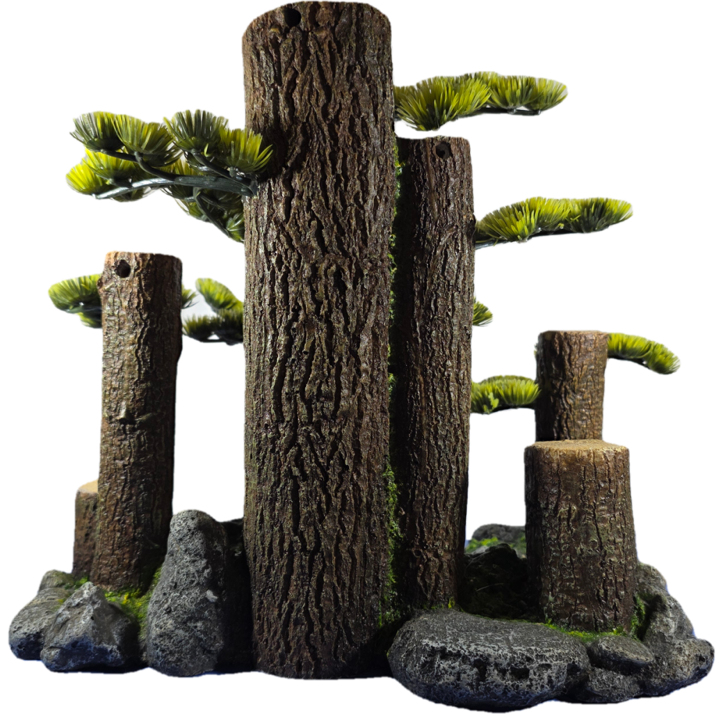 Classic Ornament Large Tree Stump With Plants