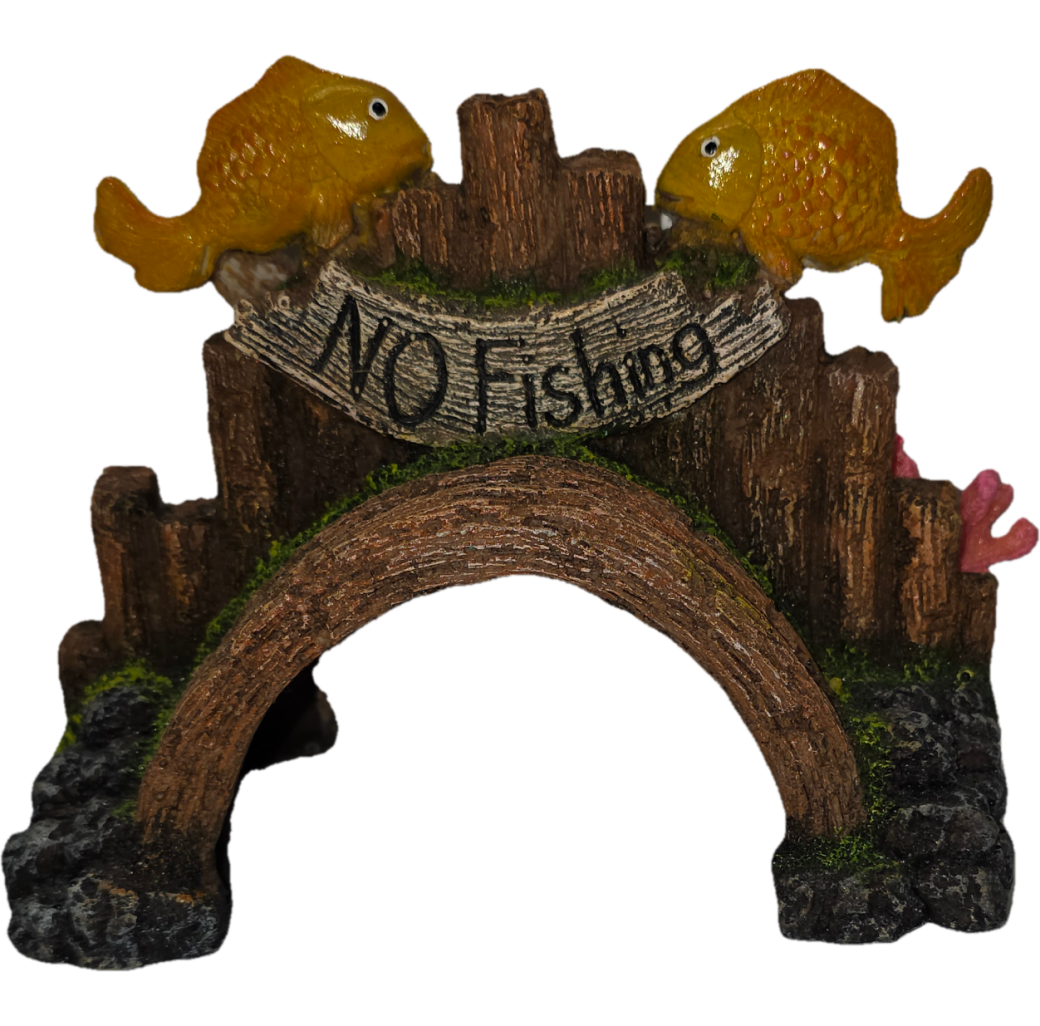 Classic Aquatics Arch With No Fishing Sign Aquarium Decoration