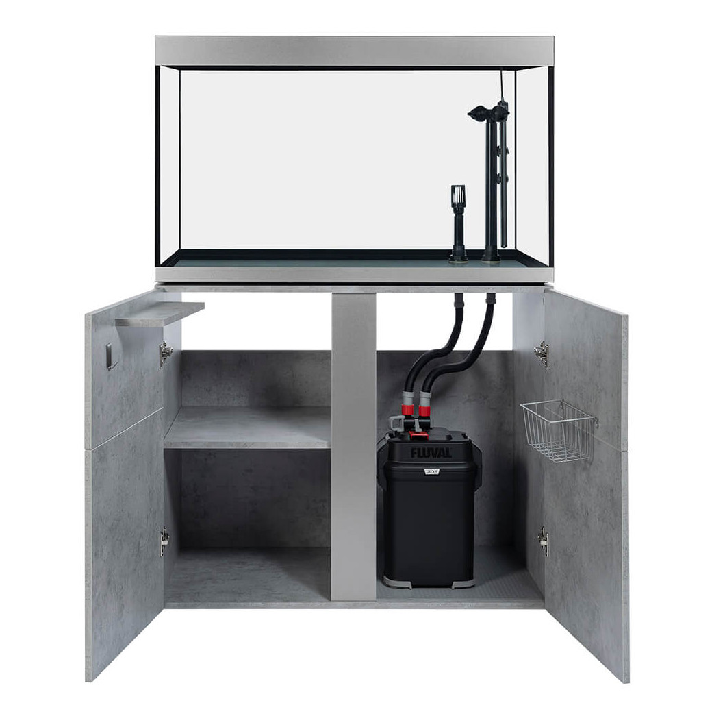 Fluval Siena 270 Aquarium & Cabinet Set - Chicago Concrete with Free Bundle