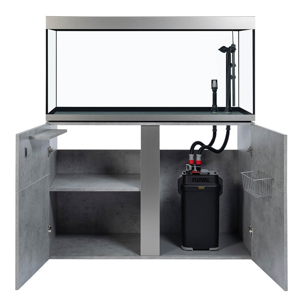 Fluval Siena 330 Aquarium & Cabinet Set - Chicago Concrete with Free Bundle 