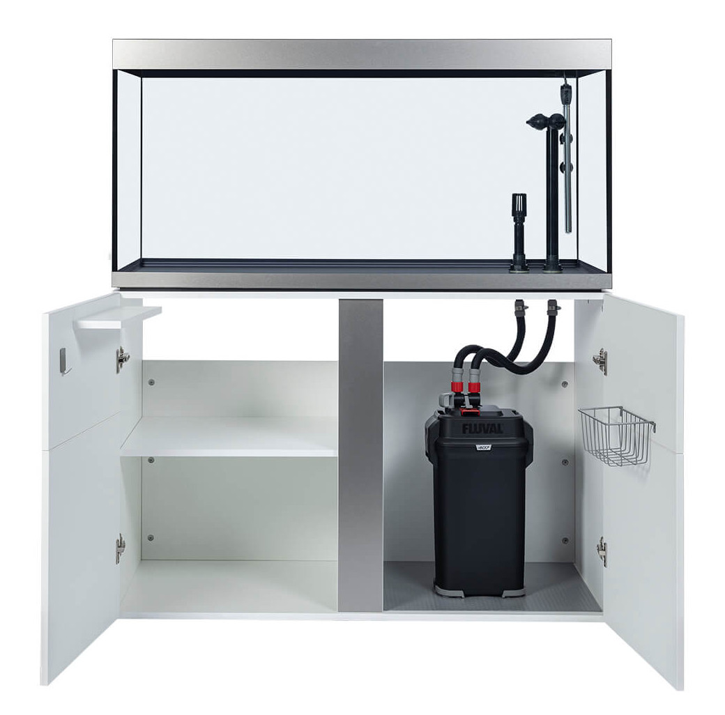 Fluval Siena 330 Aquarium & Cabinet Set - White With Free Bundle 