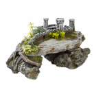 ruined castle and plants, aquarium ornament.