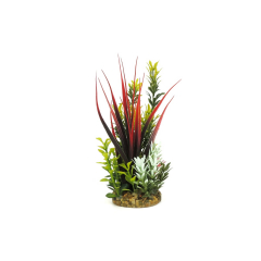 Classic Gravel Base Artificial Plant - Red, Green & Yellow Grass (20cm)