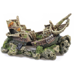LArge Galleon on rocks Aquarium Ornament.