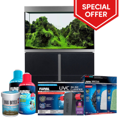 Fluval Siena 270 Aquarium & Cabinet Set - Black with Free Bundle