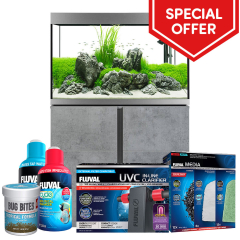 Fluval Siena 270 Aquarium & Cabinet Set - Chicago Concrete with Free Bundle