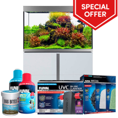Fluval Siena 270 Aquarium & Cabinet Set - White with Free Bundle