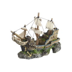Galleon with sails, aquarium ornament.