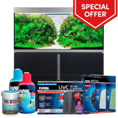 Fluval Siena 330 Aquarium & Cabinet Set - Black with Free Bundle
