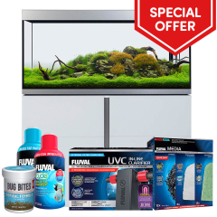 Fluval Siena 330 Aquarium & Cabinet Set - White With Free Bundle 