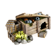 wooden crate aquarium ornament.