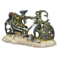 bicycle wreckage, aquarium ornament.