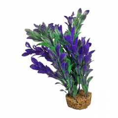 AquaManta Gravel Base Artificial Plant - Purple Green Broad Leaf (20cm)