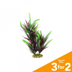 Classic Plastic Aquarium Plant (Large) - Dark Green & Purple Hedge