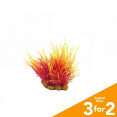 Classic Plastic Aquarium Plant (X-Small) - Red & Yellow Moss