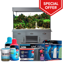 Fluval Shaker 345 Aquarium & Cabinet Set With Promotional Bundle Slate Grey
