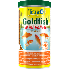 tub of tetra goldfish mini pellets.