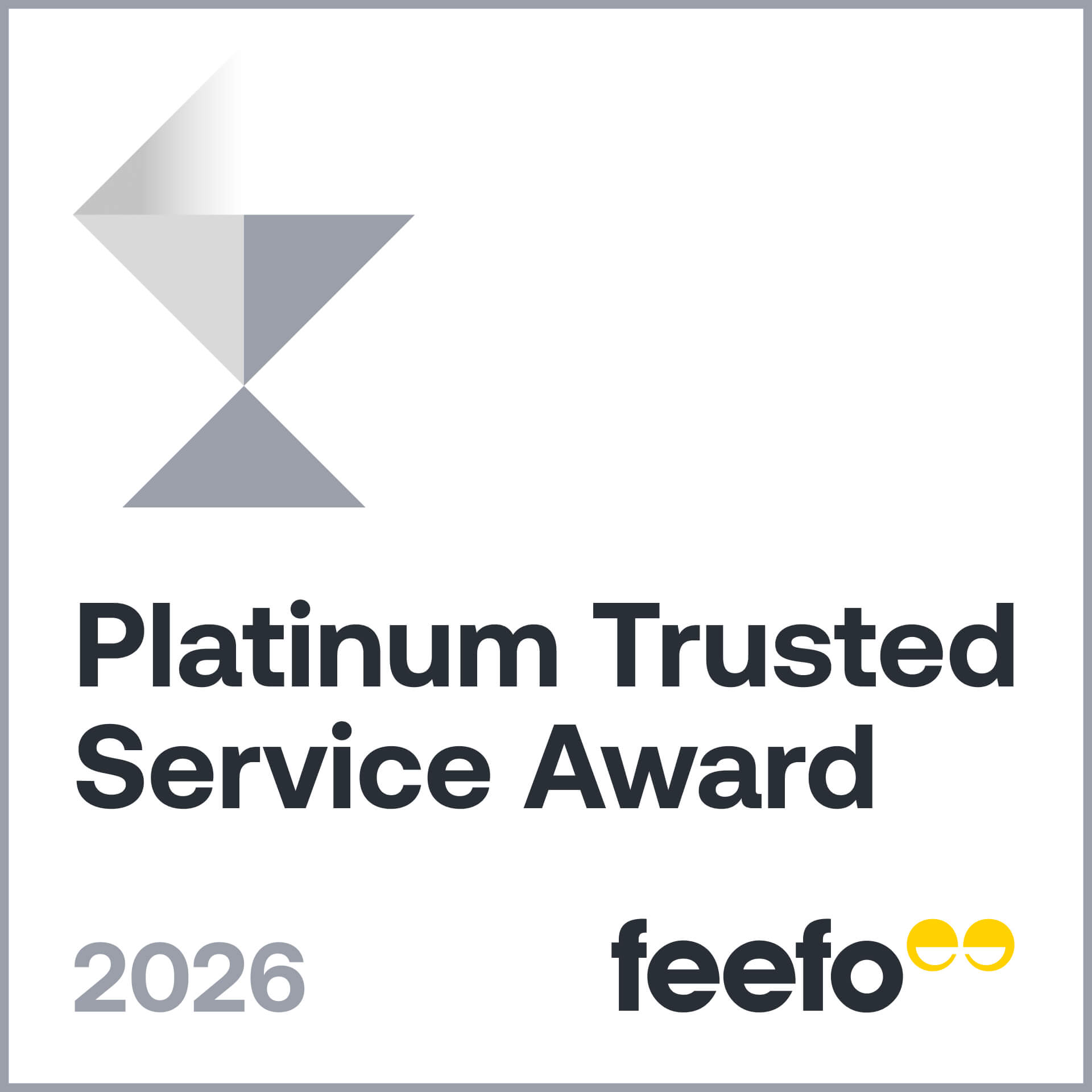 Platinum trusted service award - 2025 Feefo